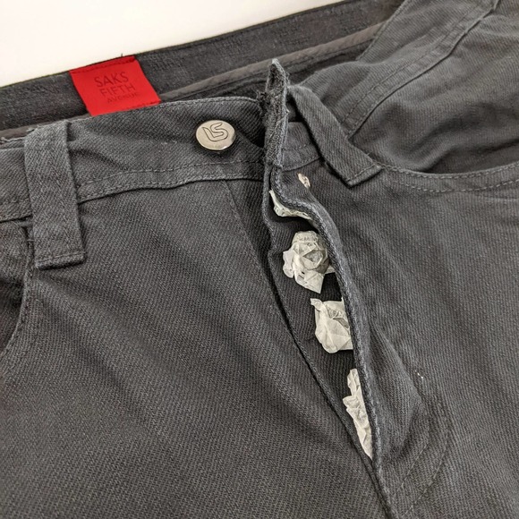 Saks Fifth Avenue Size 29 Mens Button Fly Black Jeans In Smoky black - Picture 9 of 12
